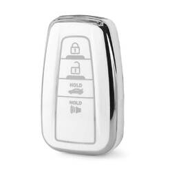Nano High Quality Cover For Toyota Remote Key 4 Button White Color Silver Frame TYT-B11Y4