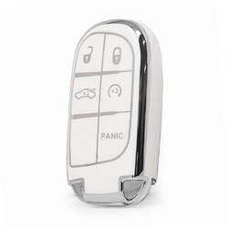 Nano High Quality Cover For Jeep Remote Key 5 Button White Color Silver Frame Jeep-B11Y5