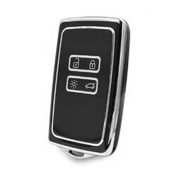 Nano High Quality Cover For Renault Remote Key 4 Button Black Color Silver Frame RN-A11Y