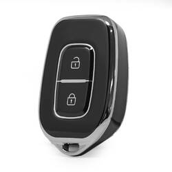 Nano High Quality Cover For Renault Remote Key 2 Button Black Color Silver Frame RN-C11Y2