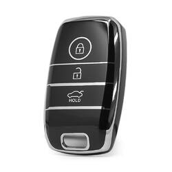 Nano High Quality Cover For KIA Remote Key 3 Button Black Color Silver Frame KIA-A11Y3