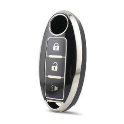 Nano High Quality Cover For Nissan Remote Key 3 Button Black Color Silver Frame NS-A11Y3A