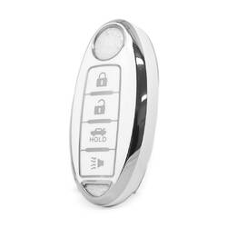 Nano High Quality Cover For Nissan Remote Key 4 Button White Color Silver Frame NS-A11Y4A