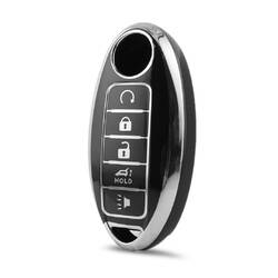 Nano High Quality Cover For Nissan Remote Key 5 Button Black Color Silver Frame NS-A11Y5