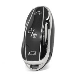Nano High Quality Cover For Tesla Remote Key 4 Button Black Color Silver Frame TSL-C11Y