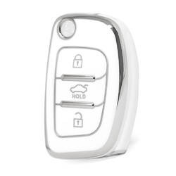 Nano High Quality Cover For Hyundai Remote Key 3 Button White Color Silver Frame HY-B11Y3B