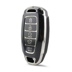 Nano High Quality Cover For Hyundai Remote Key 5 Button Black Color Silver Frame HY-D11Y5