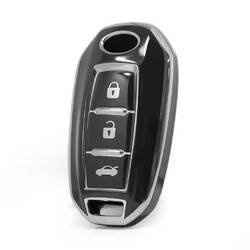 Nano High Quality Cover For Infiniti Remote Key 3 Button Black Color Silver Frame IFNT-A11J