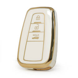 Cubierta Nano de alta calidad para Toyota RAV4 Corolla, llave remota, 3 botones, Color blanco