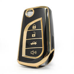Cubierta Nano de alta calidad para Toyota Flip Remote Key 3 + 1 botones Color negro