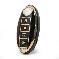 Nano High Quality Cover For Nissan Remote Key 3+1 Buttons Black Color