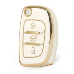 Cubierta Nano de alta calidad para Hyundai Sonata Flip Remote Key 3 botones Color blanco