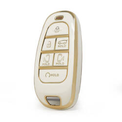 Cubierta Nano de alta calidad para Hyundai Remote Key 6 botones Auto Start Color blanco