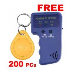 200x RFID 125KHz KEY FOB Proximity T5577 Yellow Color & FREE Handheld Duplicator