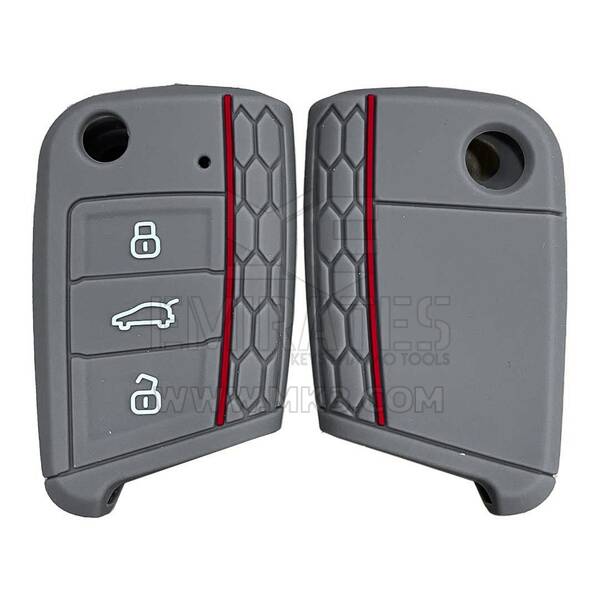 Coque gravée en silicone pour clé à distance Volkswagen Flip 3 boutons