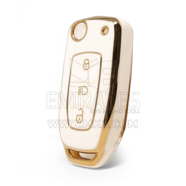Nano High Quality Cover For TATA Flip Remote Key 3 Button White Color TATA-B11J