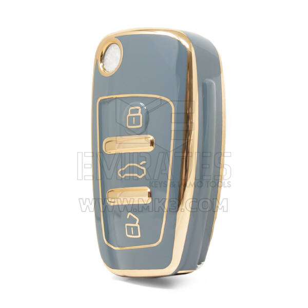 Capa Nano de alta qualidade para Audi Flip Remote Key 3 botões cor cinza Audi-C11J