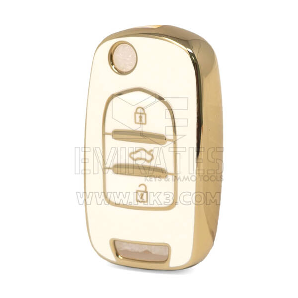 Nano High Quality Cover For Baojun Flip Remote Key 3 Button White Color BJ-B11J