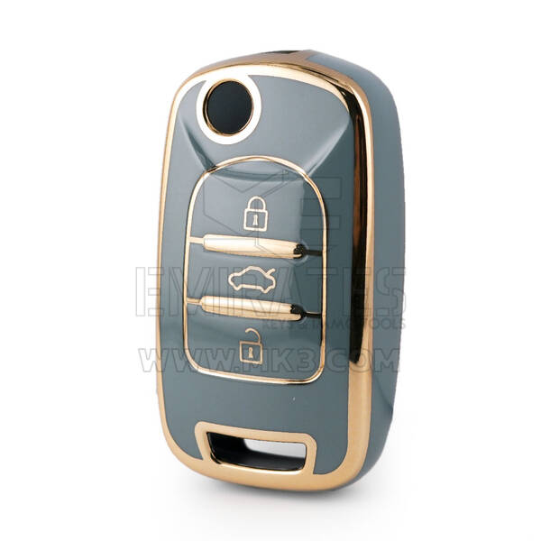 Nano High Quality Cover For Baojun Flip Remote Key 3 Button Gray Color BJ-B11J