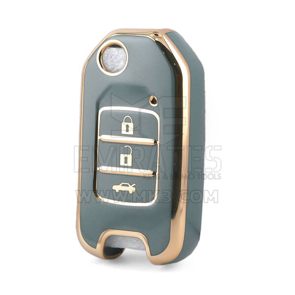 Нано-чехол высокого качества для Honda Flip Remote Key 3 кнопки серого цвета HD-B11J3
