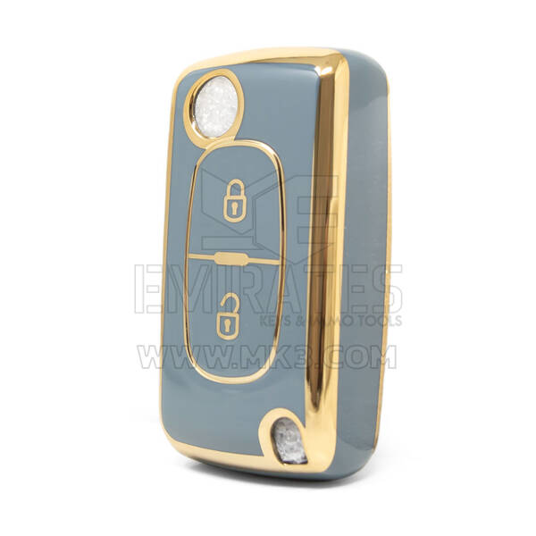 Cover Nano di alta qualità per chiave remota Peugeot 2 pulsanti colore grigio PG-D11J2