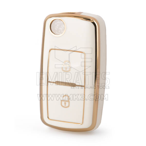Couverture Nano de haute qualité pour clé télécommande intelligente Volkswagen, 2 boutons, couleur blanche, VW-A11J2