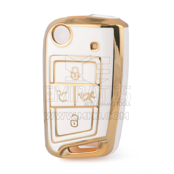 Nano couvercle de haute qualité pour clé télécommande Volkswagen, 4 boutons, couleur blanche, VW-B11J4
