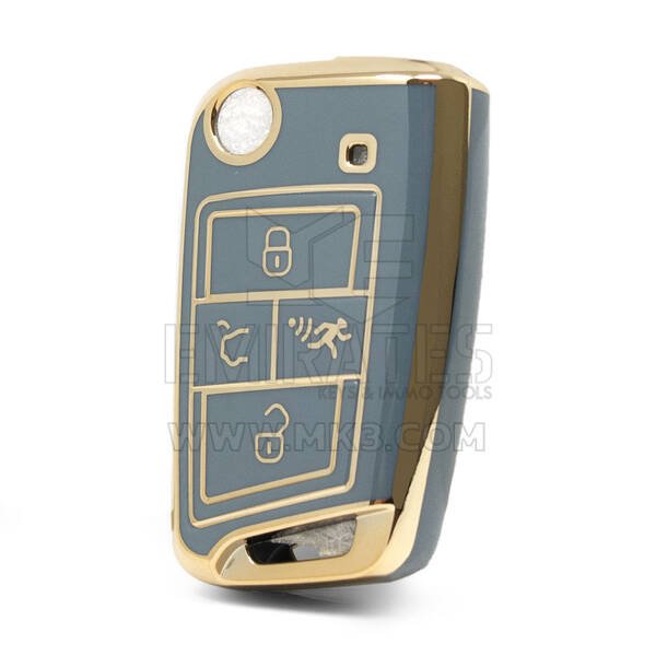 Nano couvercle de haute qualité pour clé télécommande Volkswagen, 4 boutons, couleur grise, VW-B11J4