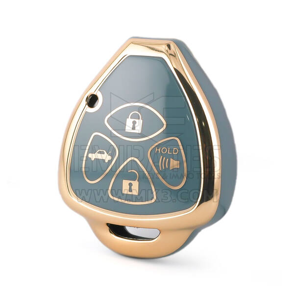 Funda Nano de alta calidad para llave remota de Toyota, 4 botones, Color gris, TYT-K11J4