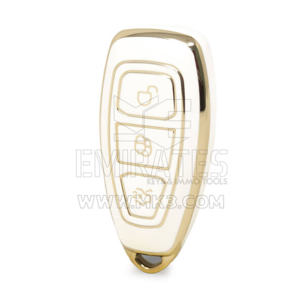 Capa Nano de alta qualidade para chave remota Ford 3 botões cor branca Ford-D11J