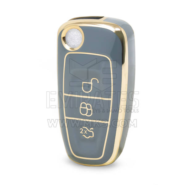 Capa Nano de alta qualidade para Ford Flip Remote Key 3 botões cor cinza Ford-E11J