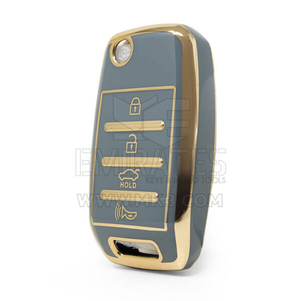 Нано-чехол высокого качества для Kia Flip Remote Key 3 + 1 кнопки серого цвета KIA-B11J4