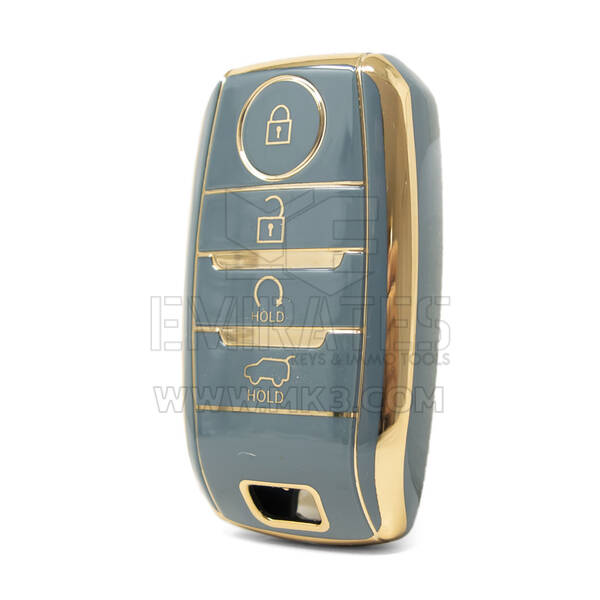 Нано-чехол высокого качества для дистанционного ключа Kia с 4 кнопками серого цвета KIA-D11J4B