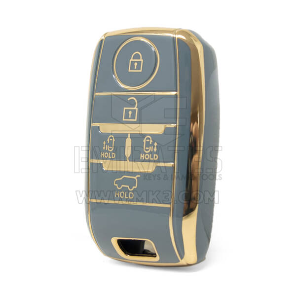 Нано-чехол высокого качества для дистанционного ключа Kia 5 кнопок серого цвета KIA-D11J5