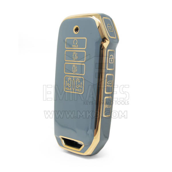 Нано-чехол высокого качества для дистанционного ключа Kia 9 кнопок серого цвета KIA-I11J9