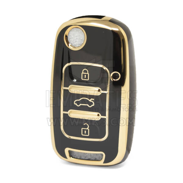 Nano High Quality Cover For Wuling Flip Remote Key 3 Buttons Black Color WL-A11J3