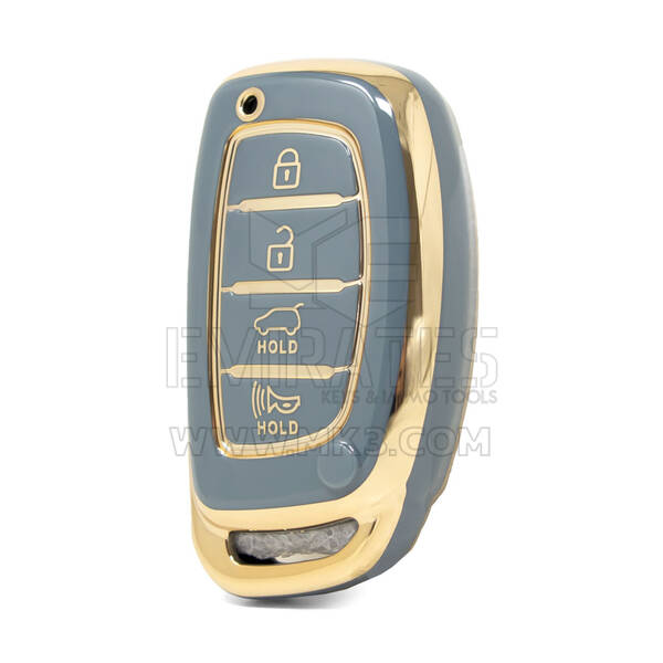 Funda Nano de alta calidad para llave remota inteligente Hyundai Tucson, 4 botones, Color gris, HY-A11J4A