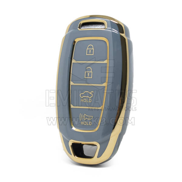 Funda Nano de alta calidad para llave remota Hyundai, 4 botones, Color gris, HY-D11J4A