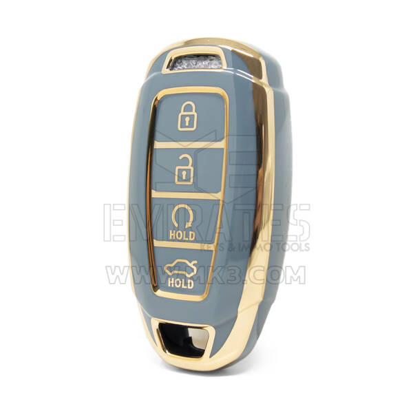 Funda Nano de alta calidad para llave remota Hyundai Kona, 4 botones, Color gris, HY-D11J4B