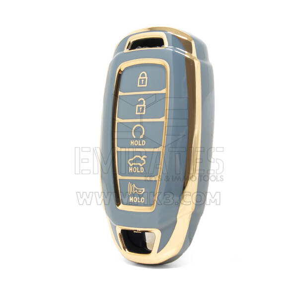 Funda Nano de alta calidad para llave remota Hyundai, 4 + 1 botones, Color gris, HY-D11J5