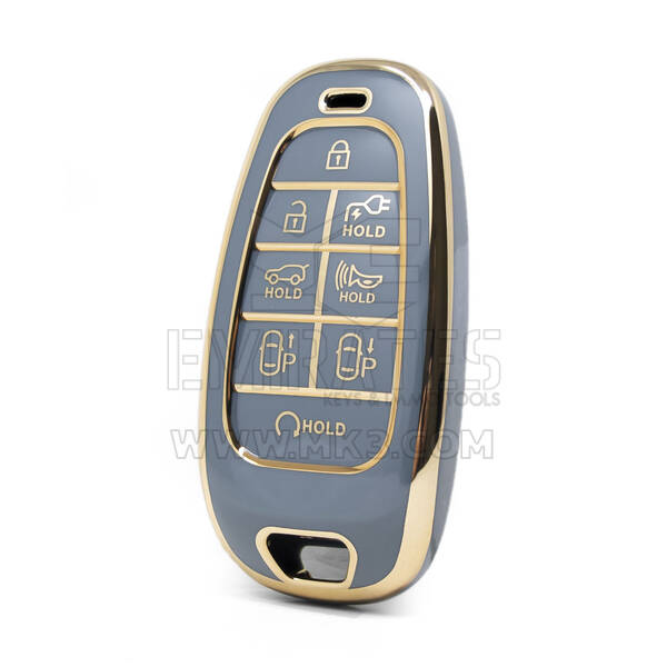 Funda Nano de alta calidad para llave remota Hyundai, 8 botones, Color gris, HY-H11J8