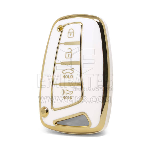 Funda Nano de alta calidad para llave remota Hyundai, 4 botones, Color blanco, HY-J11J