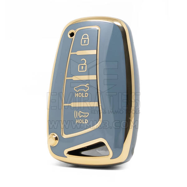 Funda Nano de alta calidad para llave remota Hyundai, 4 botones, Color gris, HY-J11J