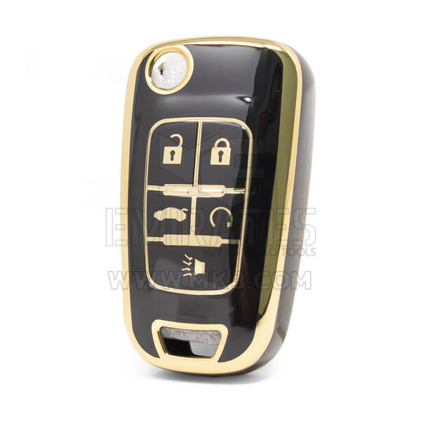Capa Nano de alta qualidade para Chevrolet Flip Remote Key 5 botões cor preta CRL-D11J5