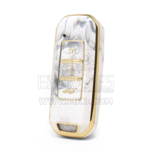 Nano couvercle en marbre de haute qualité pour clé télécommande Baojun, 3 boutons, couleur blanche, BJ-A12J