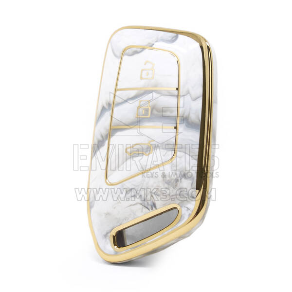 Nano couvercle en marbre de haute qualité pour clé télécommande Baojun, 3 boutons, couleur blanche, BJ-C12J