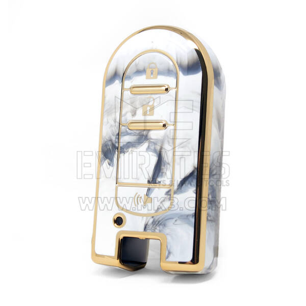 Nano couvercle en marbre de haute qualité pour clé télécommande Perodua, 3 boutons, couleur blanche, PRD-C12J3