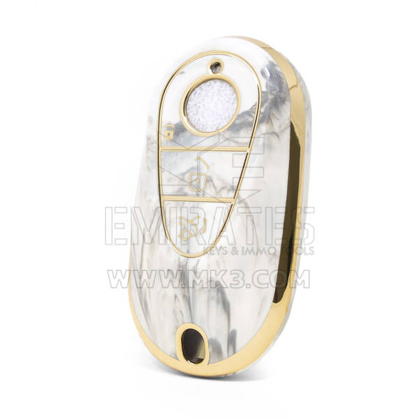 Нано-высококачественная мраморная крышка для дистанционного ключа Mercedes Benz 3 кнопки белого цвета Benz-C12J