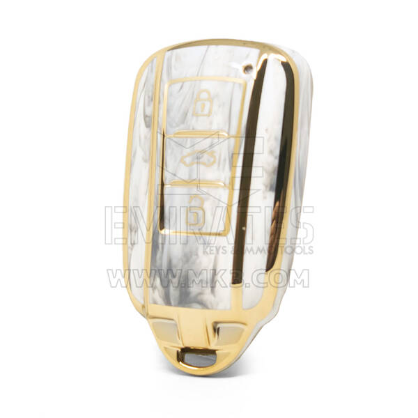 Nano couvercle en marbre de haute qualité pour clé télécommande Dongfeng, 3 boutons, couleur blanche, DF-D12J