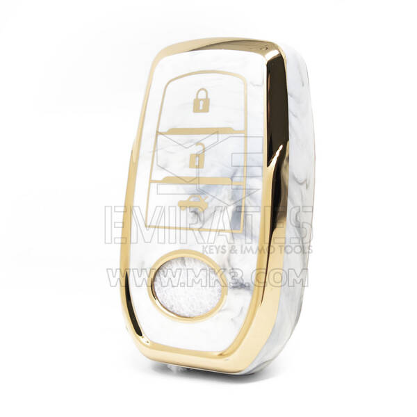 Nano cubierta de mármol de alta calidad para llave remota Toyota, 3 botones, Color blanco, TYT-A12J3